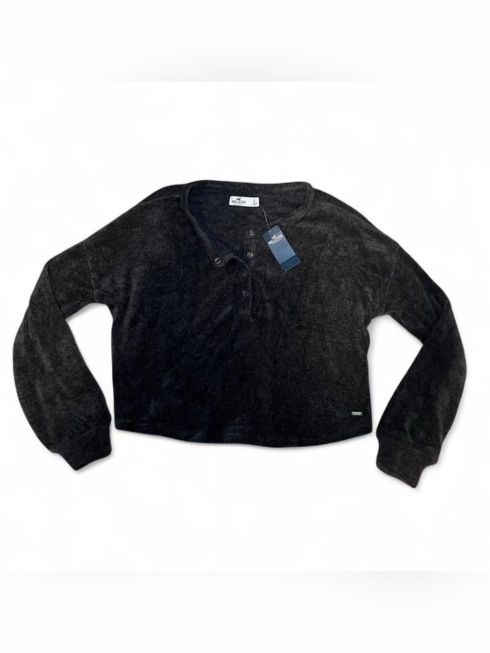 Hollister Black Long-Sleeve Henley Top